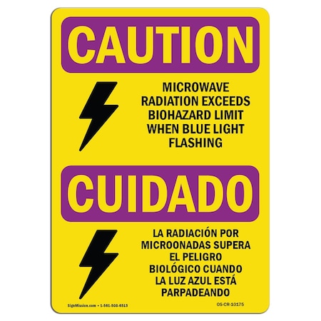 Signmission OSHA RADIATION Sign, Microwave Radiation Bilingual, 24in X 18in Decal, 18" H, 24" W, Landscape OS-CR-D-1824-L-10175